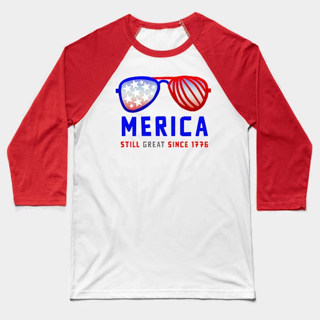 Merica 4th of July Shade Design 3 Baseball T-Shirt by Eyanosa